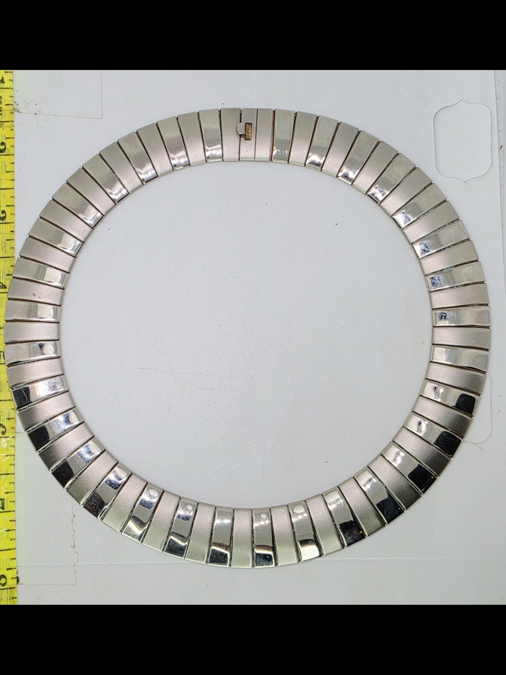 Vintage Omega Collar Choker Necklace Flexible Silvertone Chunky Wide Matte Shiny